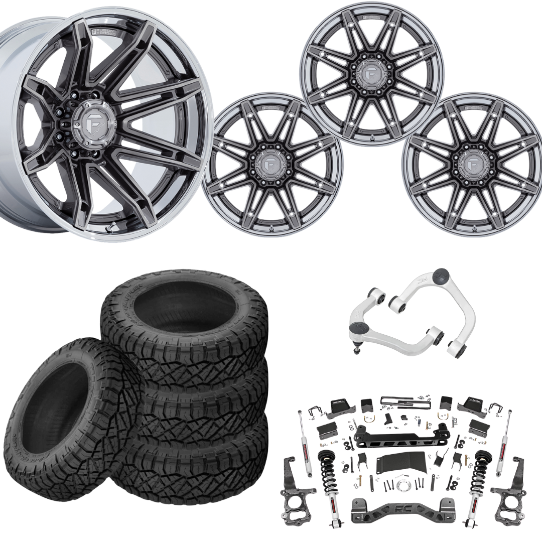 6 inch N3 Bundle w/ 22x10 Platinum Chrome Wheels - 35in Nitto Ridge Grapplers - Upper Control Arms -4wd