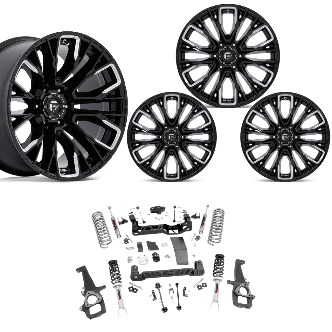 6 inch Lift Bundle N3 w/ 20x10 Black Chrome Wheels- No Tires - 4wd