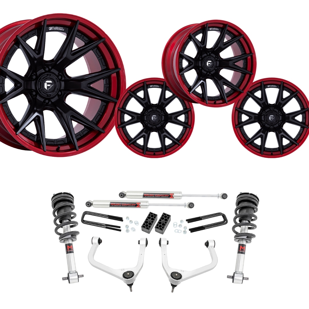 3.5 inch Lift M1 Bundle w/ 22x10 Black Red Wheels - No Tires -2wd/4wd