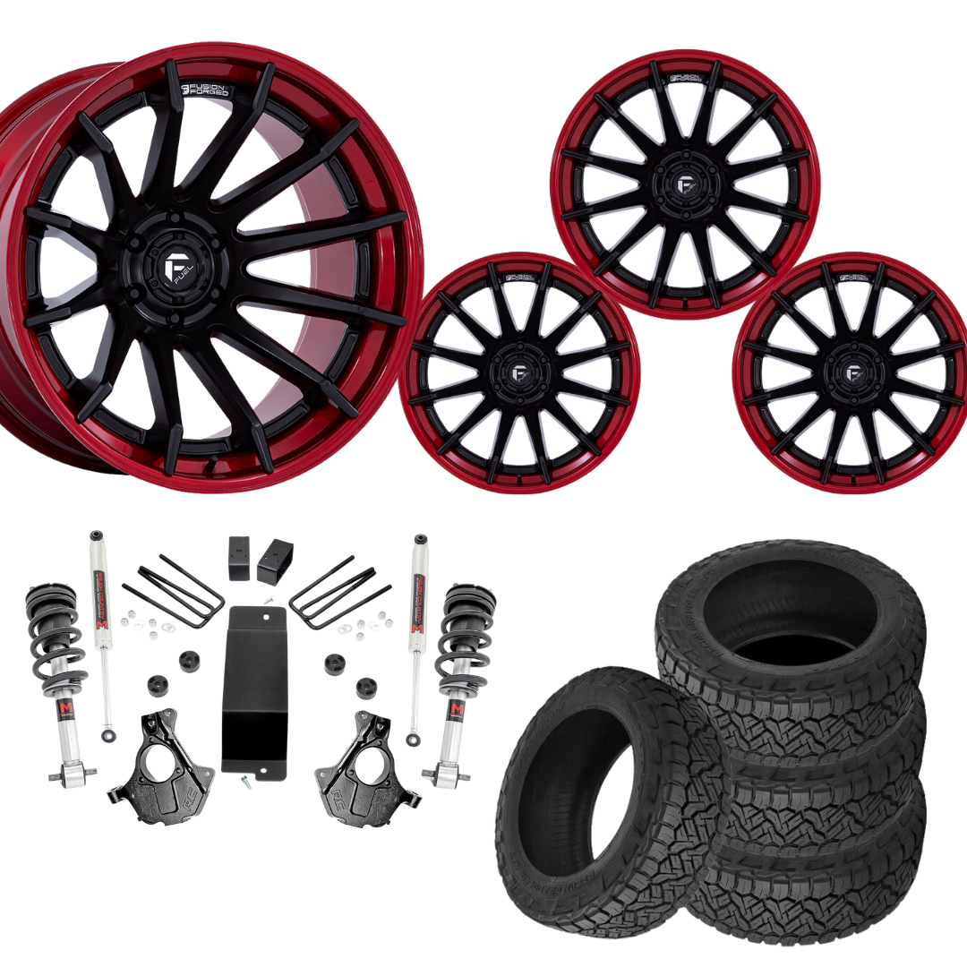 3.5 inch Lift M1 Bundle w/ 22x10 Black Red Wheels - 33in Nitto Recon Grapplers - 4wd (14-18)
