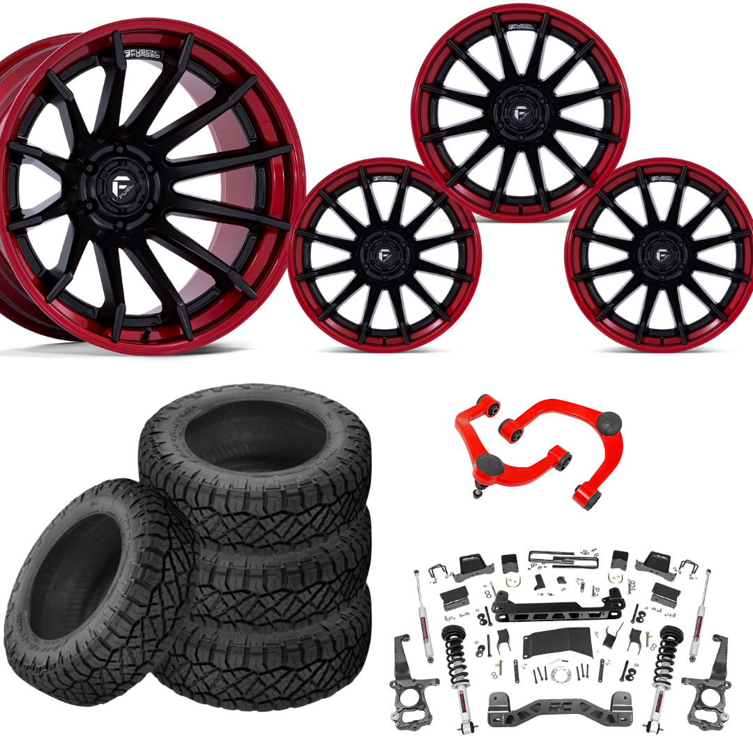 6 inch N3 Bundle w/ 22x10 Black Red Wheels - 35in Nitto Ridge Grapplers - Upper Control Arms -4wd