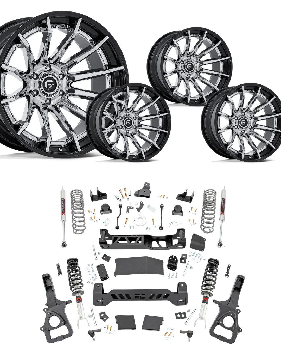 6 inch Lift Bundle M1 w/ 22x12 Black Chrome Wheels - No Tires - RAM 1500 4wd