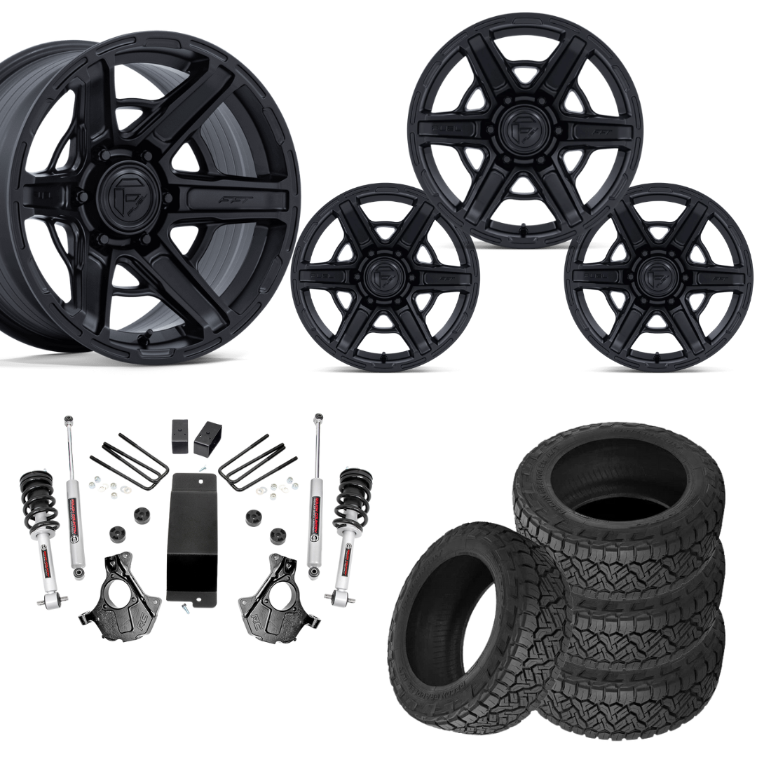 3.5 inch Lift N3 Bundle w/ 20x10 Gloss Black Wheels - 33in Nitto Recon Grapplers - 4wd (14-18)