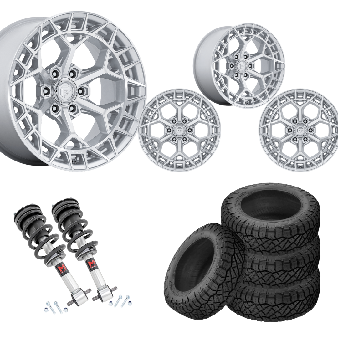 2 inch Level Bundle w/ 20x9 Silver Wheels & 33in Nitto Ridge Grapplers- 2wd/4wd