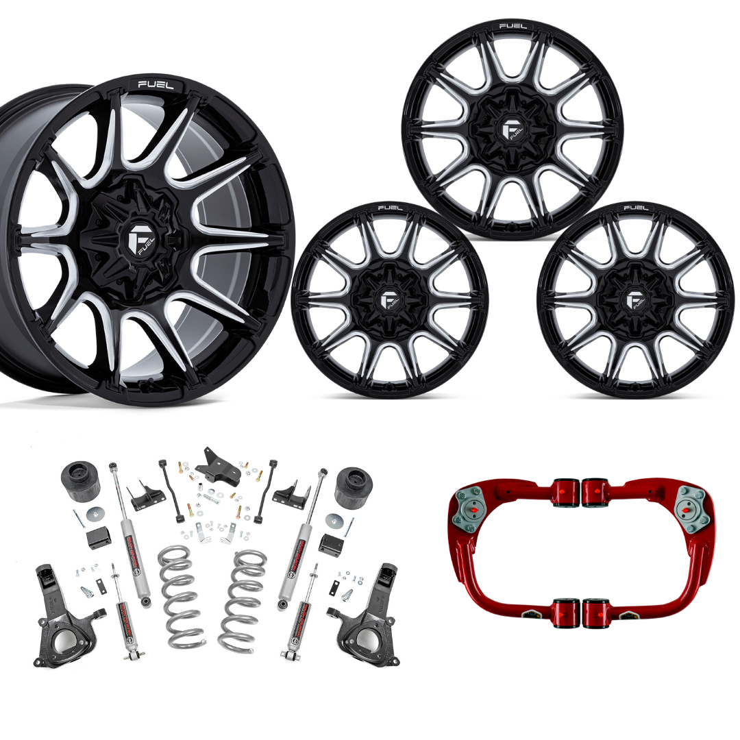 6 inch Lift Bundle N3 w/ 22x12 Black MIlled Wheels- No Tires - JBA UCAs - 2wd