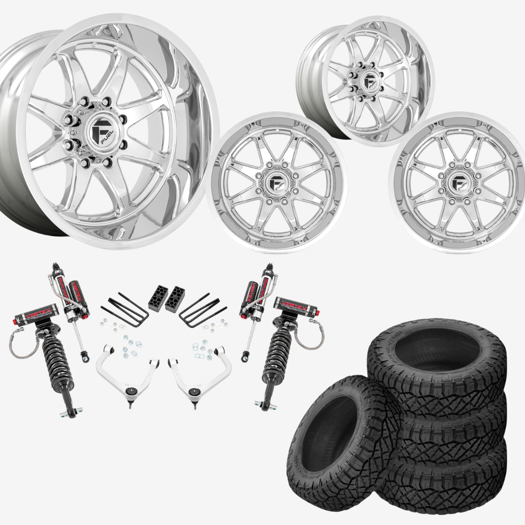 3.5 inch Lift Vertex Bundle w/ 20x10 Chrome Wheels & 33in Nitto Ridge Grapplers - 2wd/4wd