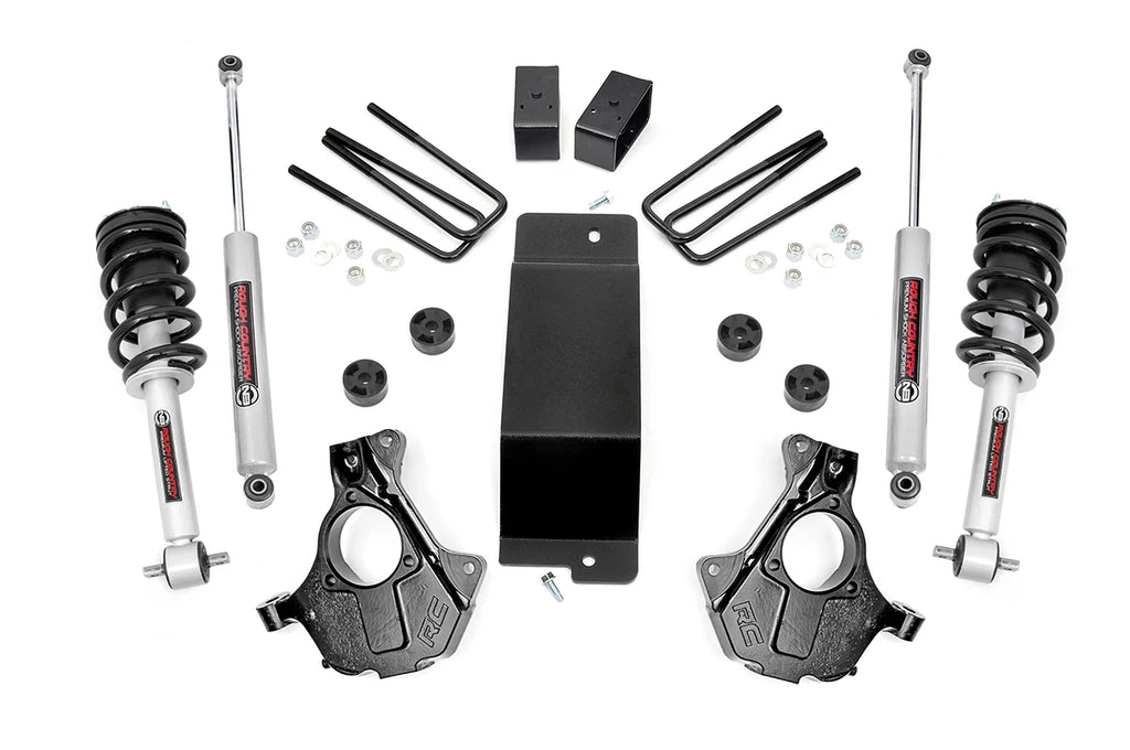 3.5 inch Lift N3 Bundle w/ 22x10 Black Wheels - 33in TIS TT1 Mud Tires - 4wd (14-18)