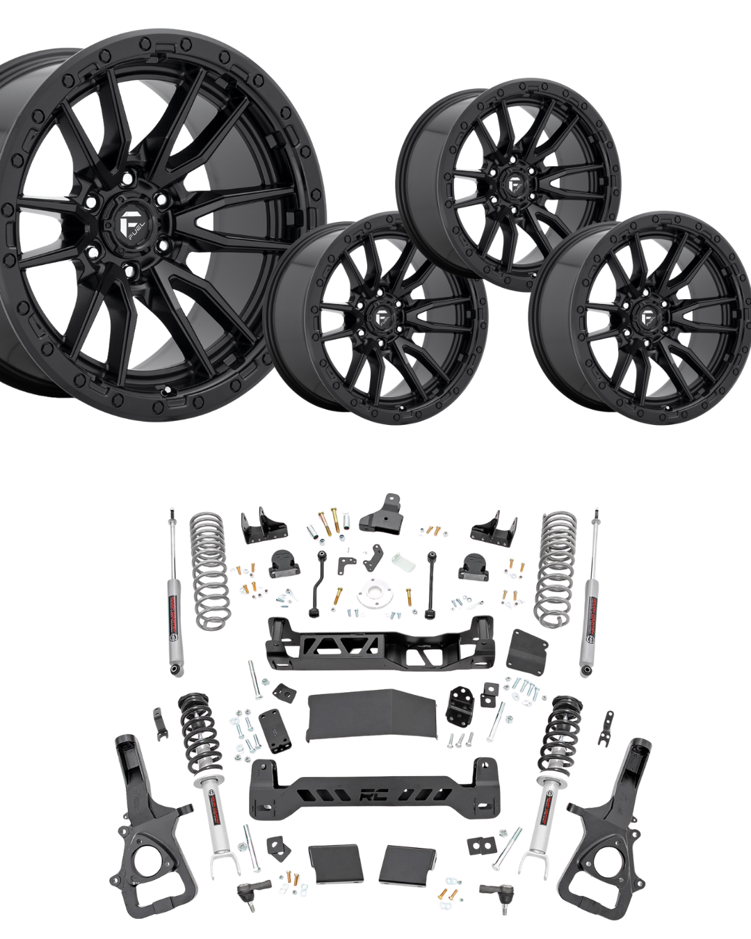 6 inch Lift Bundle N3 w/ 20x10 Black Wheels - No Tires - RAM 1500 4wd