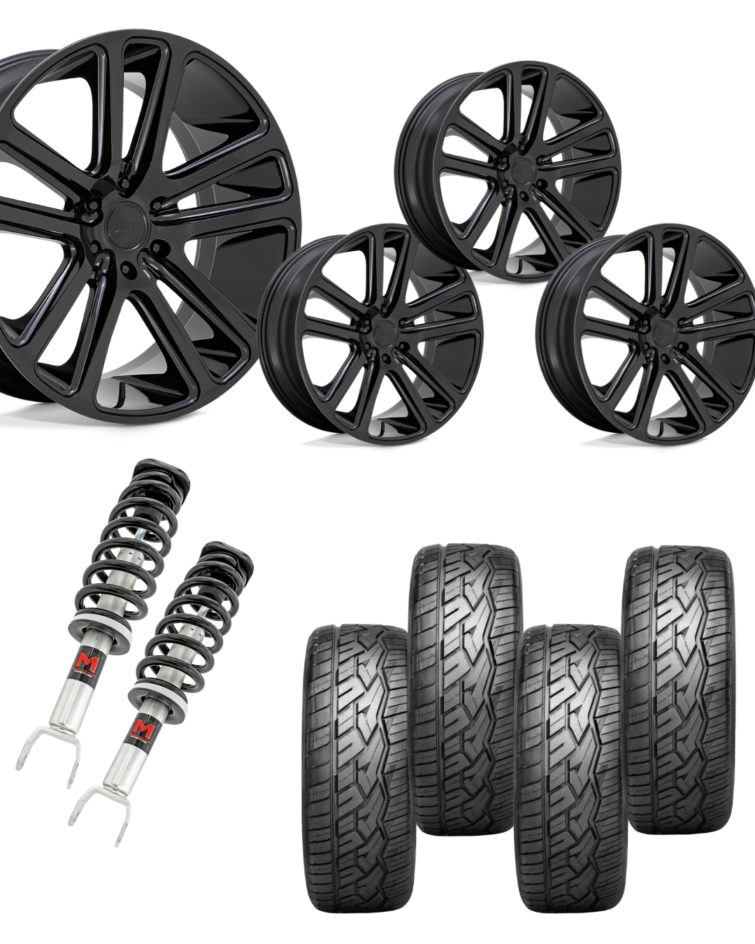 2 in Level Bundle w/ 22x9 Black Wheels & Nitto 420 Tires - 2wd/4wd