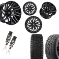 2 in Level Bundle w/ 22x10 Black Milled Wheels & 33in Hercules RT1 Tires - 2wd/4wd