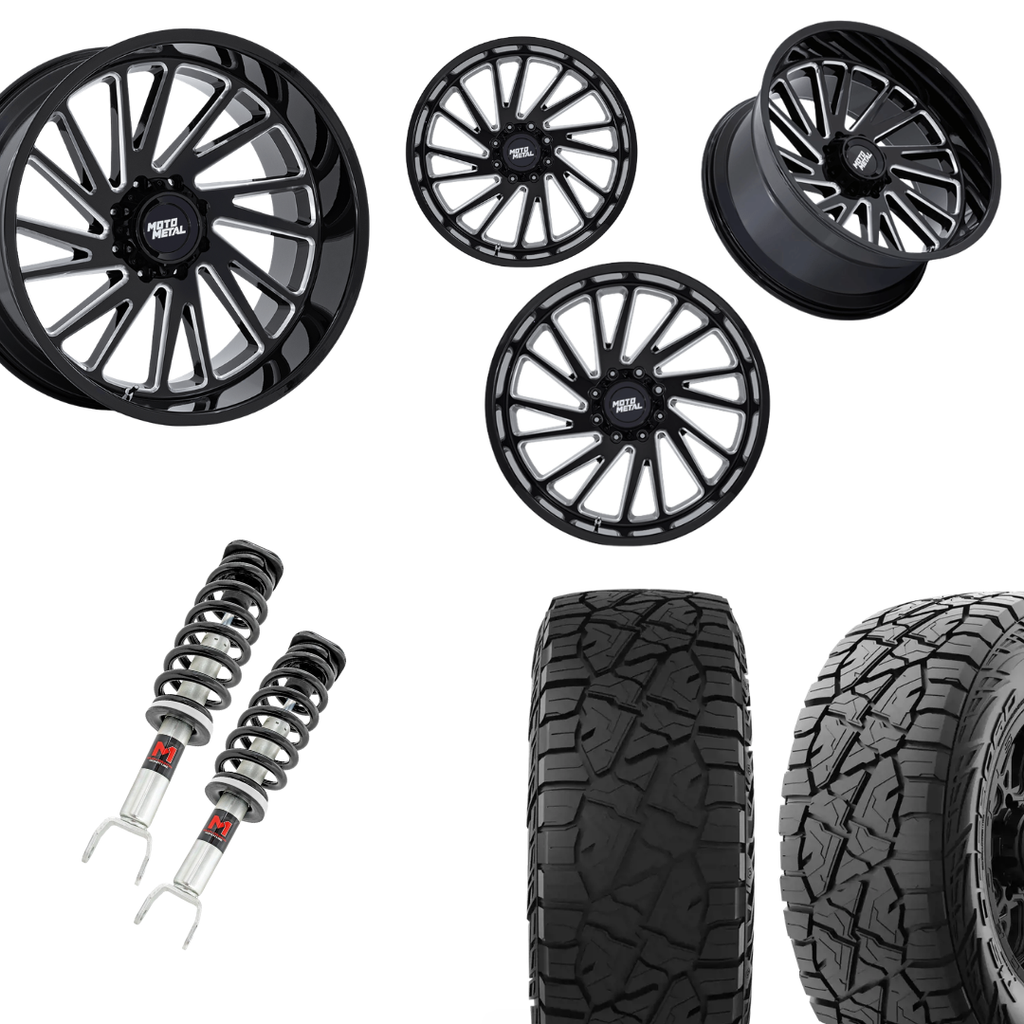 2 in Level Bundle w/ 22x10 Black Milled Wheels & 33in Hercules RT1 Tires - 2wd/4wd