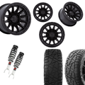 2 in Level Bundle w/ 22x10 Black Out Wheels & 33in Hercules RT1 Tires - 2wd/4wd