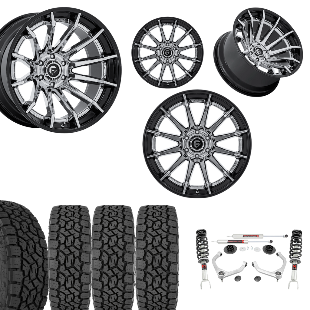 3.5 Inch Lift M1 Bundle w/ 22x10 Black Chrome Wheels & 33in Toyo AT3 Tires - 2wd/4wd
