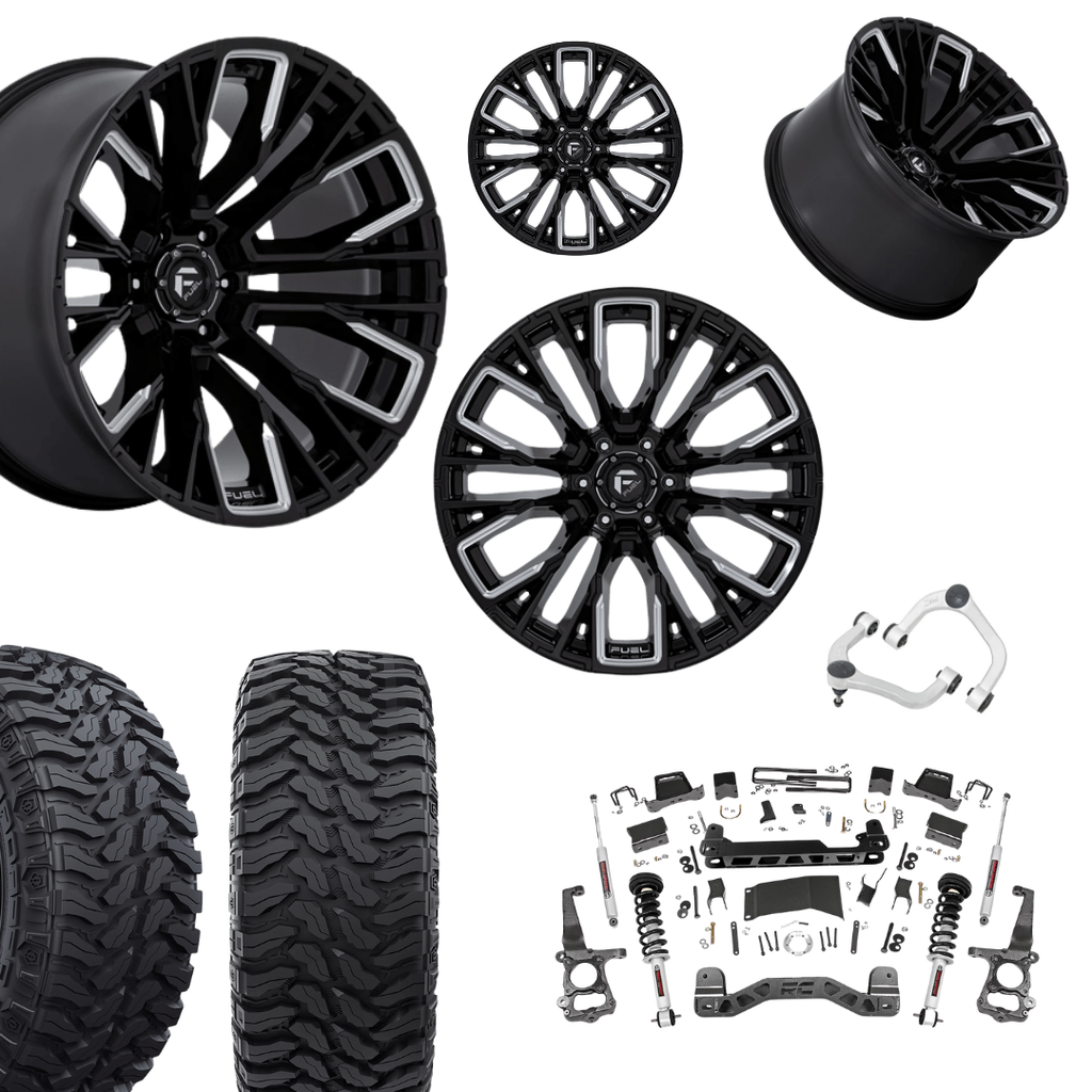 6 inch N3 Bundle w/ 22x12 Black Chrome Wheels - 35in Hercules TT1s - Upper Control Arms -4wd