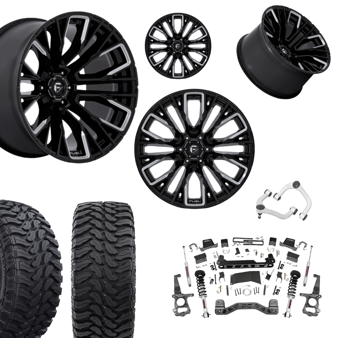 6 inch N3 Bundle w/ 22x12 Black Chrome Wheels - 35in Hercules TT1s - Upper Control Arms -4wd