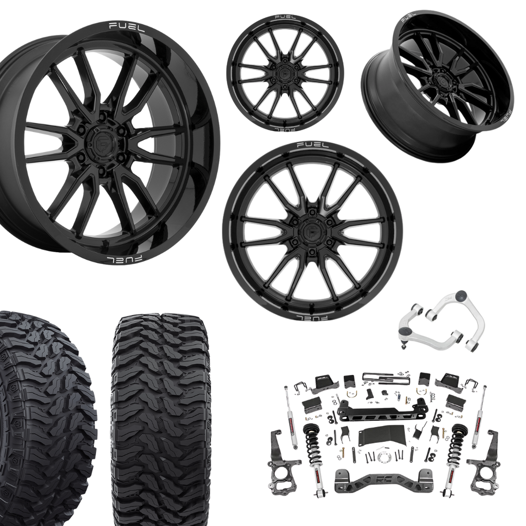 6 inch N3 Bundle w/ 22x10 Gloss Black Wheels - 35in Hercules TT1s - Upper Control Arms -4wd