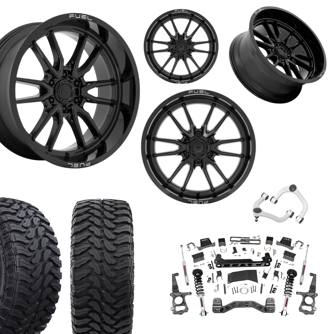 6 inch N3 Bundle w/ 22x10 Gloss Black Wheels - 35in Hercules TT1s - Upper Control Arms -4wd