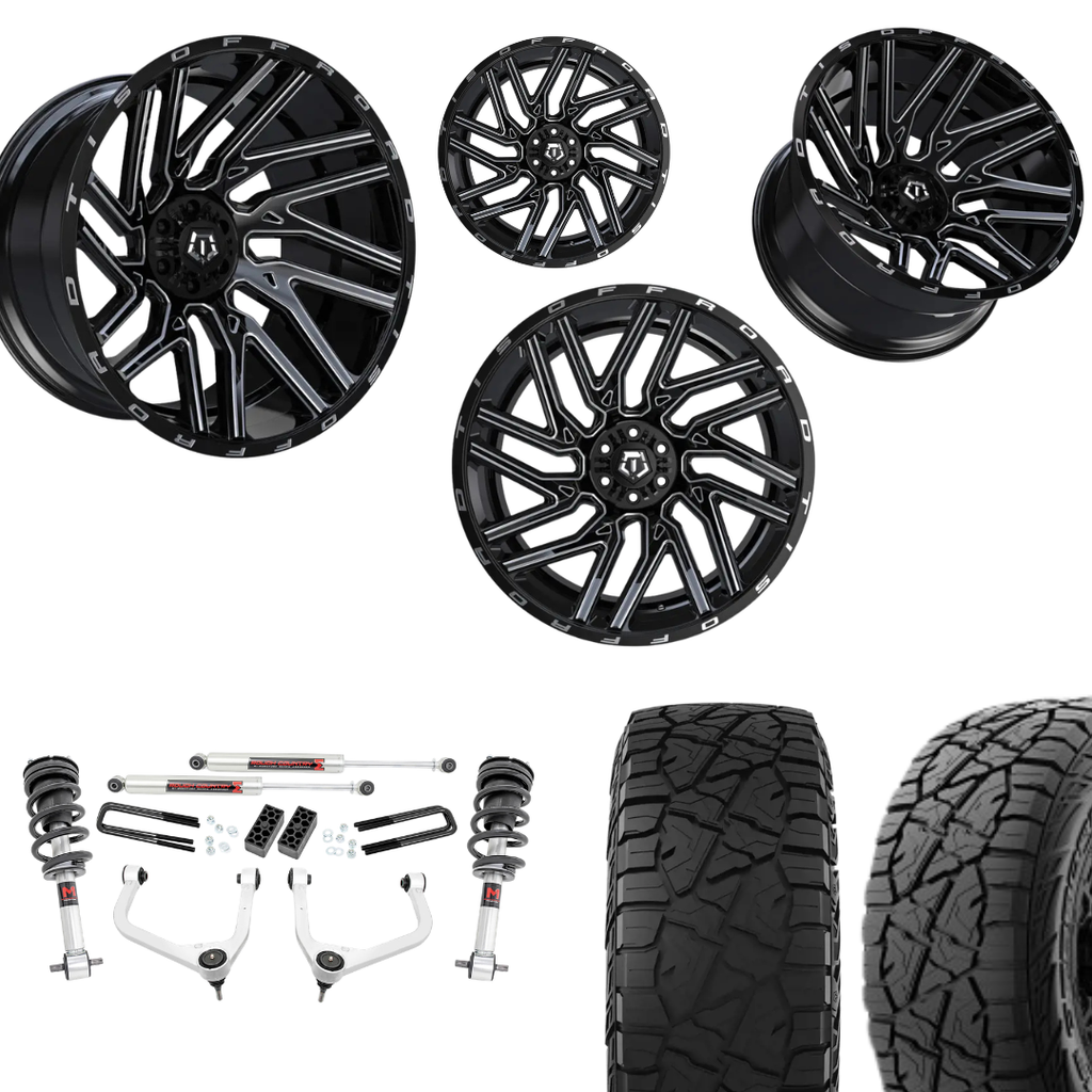 3 inch Lift M1 Bundle w/ 22x10 Black Milled Wheels & 33in Hercules RT1 - 2wd/4wd