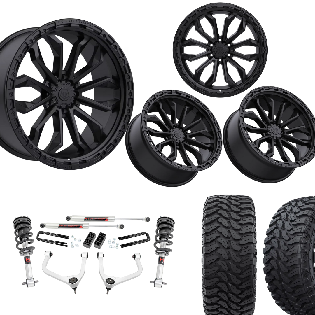 3 inch Lift M1 Bundle w/ 22x10 Satin Black Wheels & 33in Hercules TT1s - 2wd/4wd