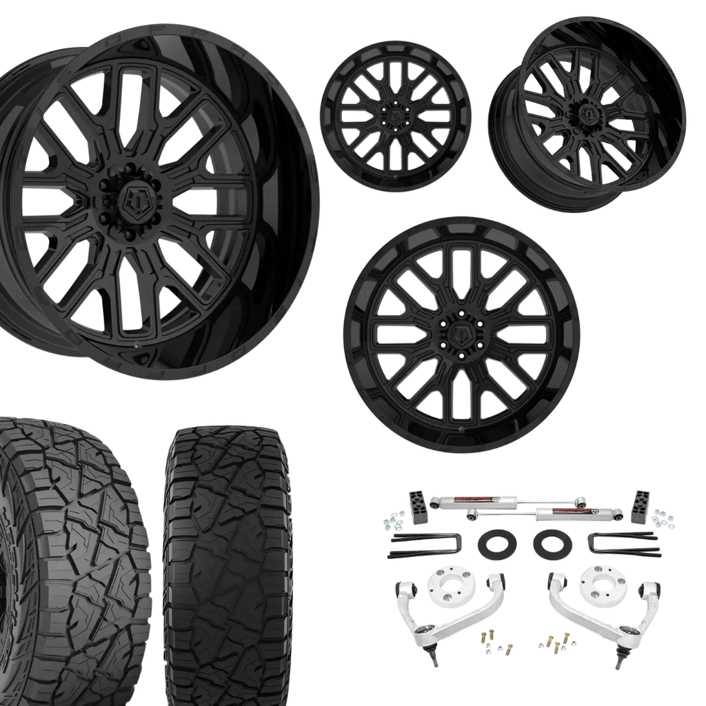 3 inch Bundle w/ 20x10 Gloss Black Wheels - 33in Hercules RT1 Tires - 4wd