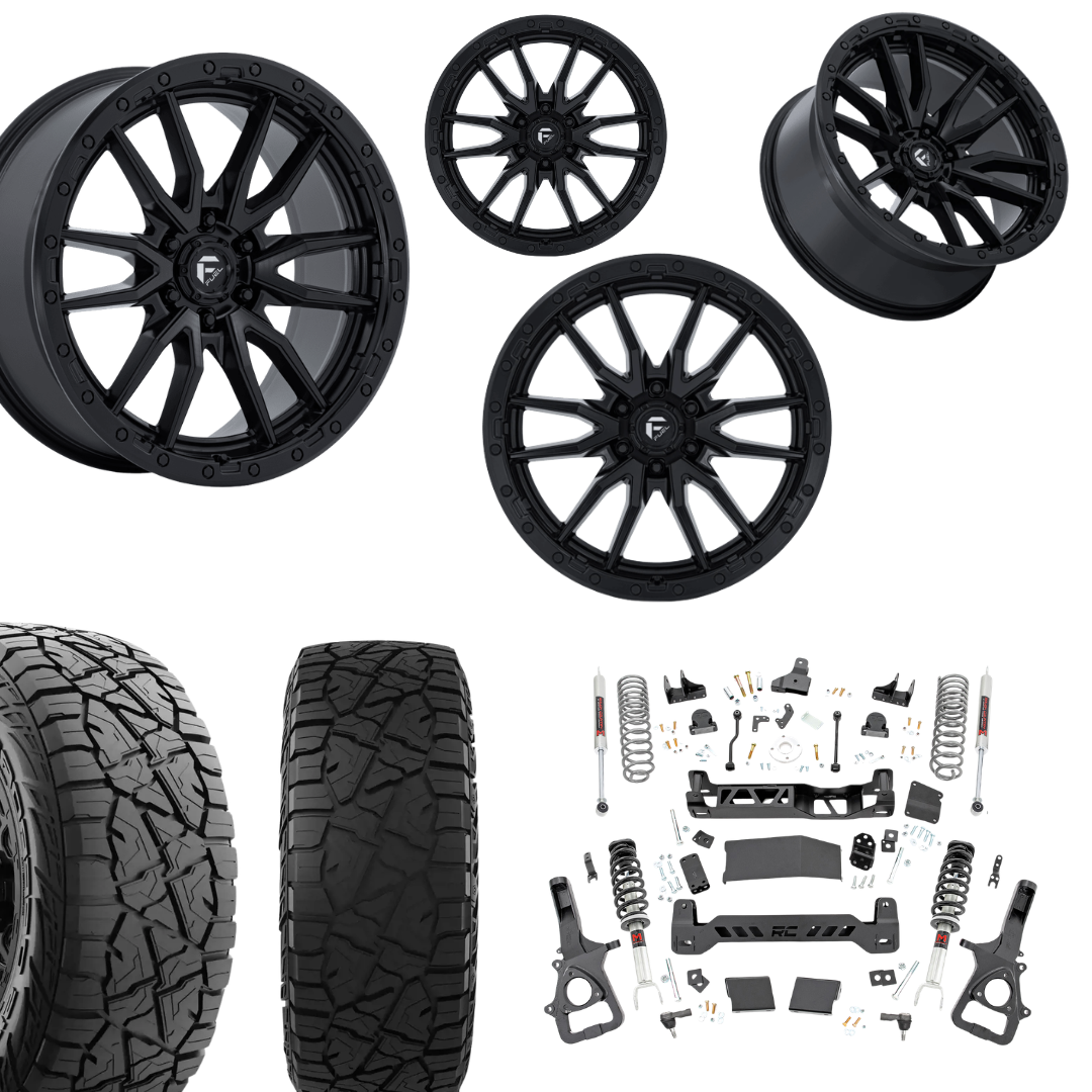 6in Lift M1 Bundle w/ 22x10 Matte Black Wheels & 35in Hercules RT1 Tires - 4wd