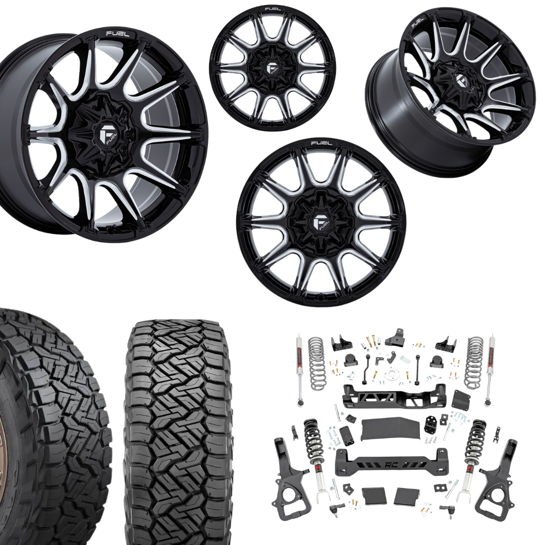 6in Lift M1 Bundle w/ 22x12 Black Milled Wheels & 35in Nitto Recon Grapplers - 4wd
