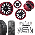6in Lift M1 Bundle w/ 22x12 Black Red Wheels & 35in Nitto Recon Grapplers - 4wd