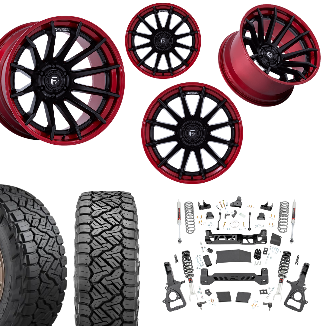 6in Lift M1 Bundle w/ 22x12 Black Red Wheels & 35in Nitto Recon Grapplers - 4wd