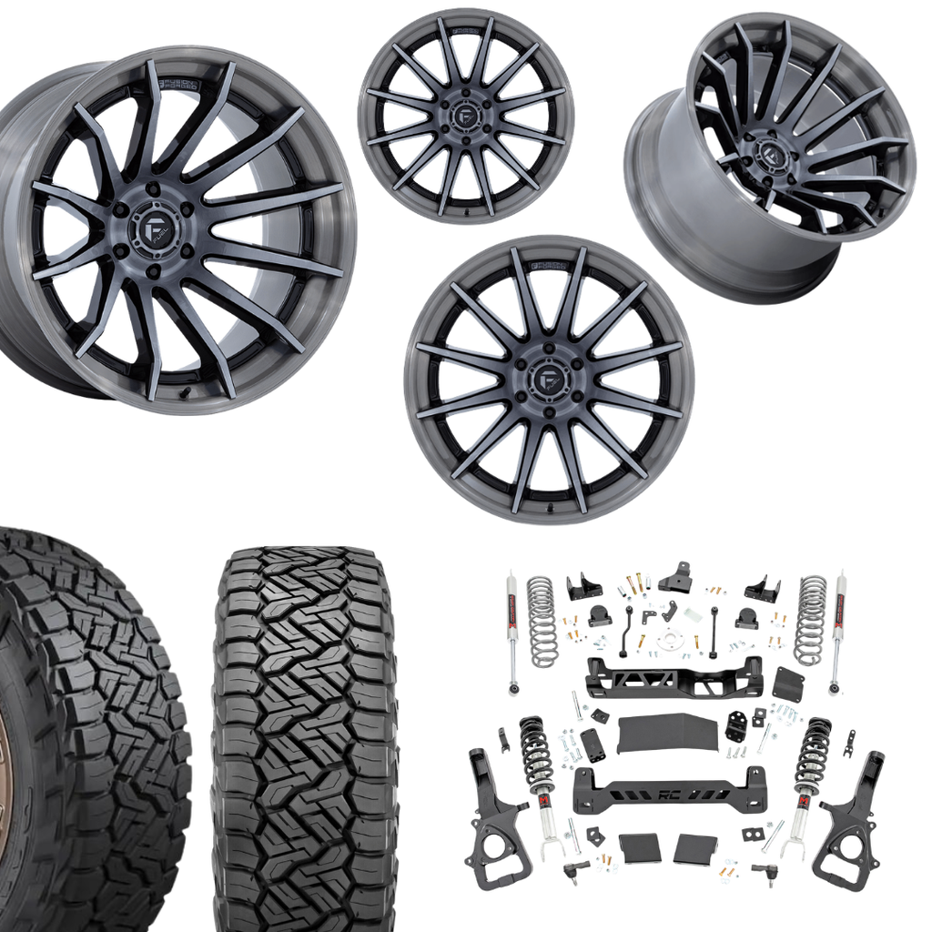 6in Lift M1 Bundle w/ 22x12 Brushed Silver Black Wheels & 35in Nitto Recon Grapplers - 4wd