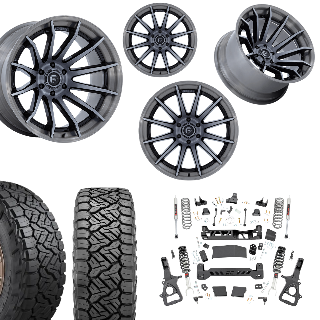 6in Lift M1 Bundle w/ 22x12 Brushed Silver Black Wheels & 35in Nitto Recon Grapplers - 4wd