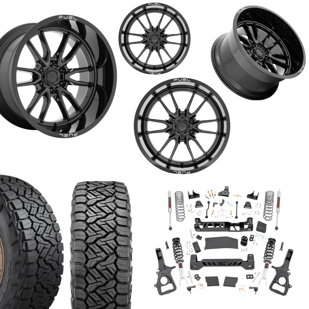 6in Lift M1 Bundle w/ 22x12 Gloss Black Wheels & 35in Nitto Recon Grapplers - 4wd