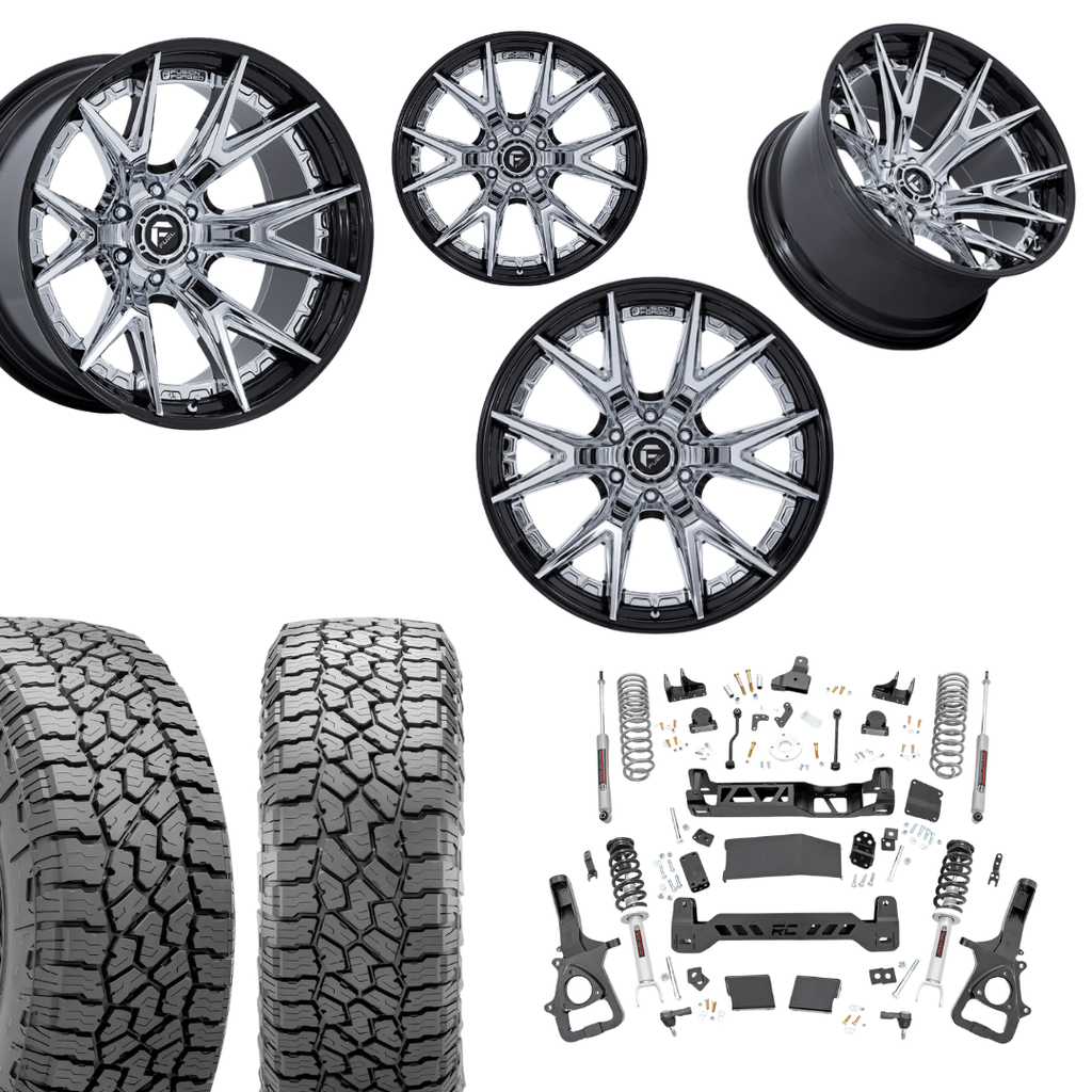 6in Lift N3 Bundle w/ 22x10 Black Chrome Wheels & 35in Falken AT4 Tires - 4wd