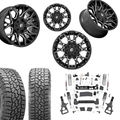 6in Lift N3 Bundle w/ 22x10 Black Milled Wheels & 35in Falken AT4 Tires - 4wd
