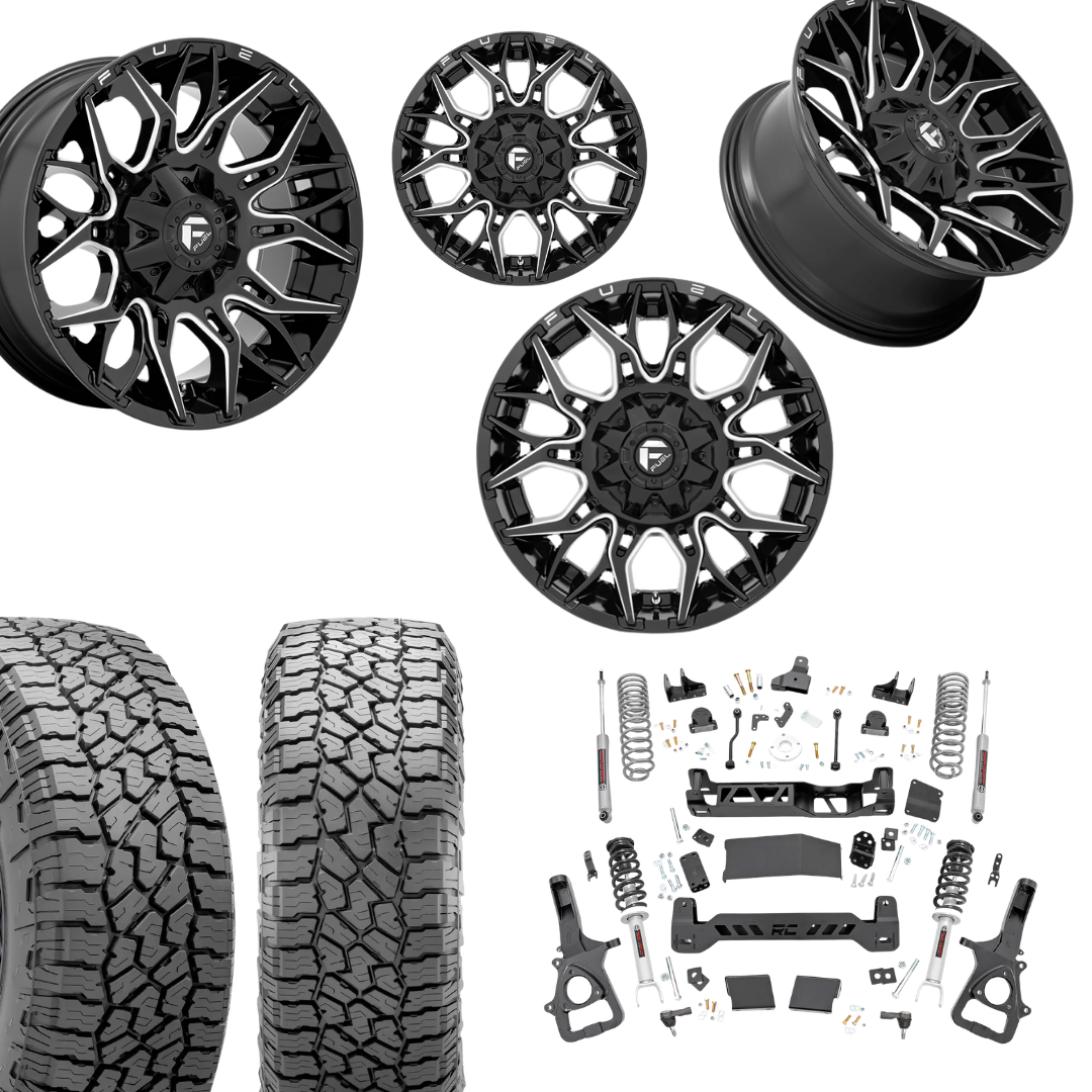 6in Lift N3 Bundle w/ 22x10 Black Milled Wheels & 35in Falken AT4 Tires - 4wd