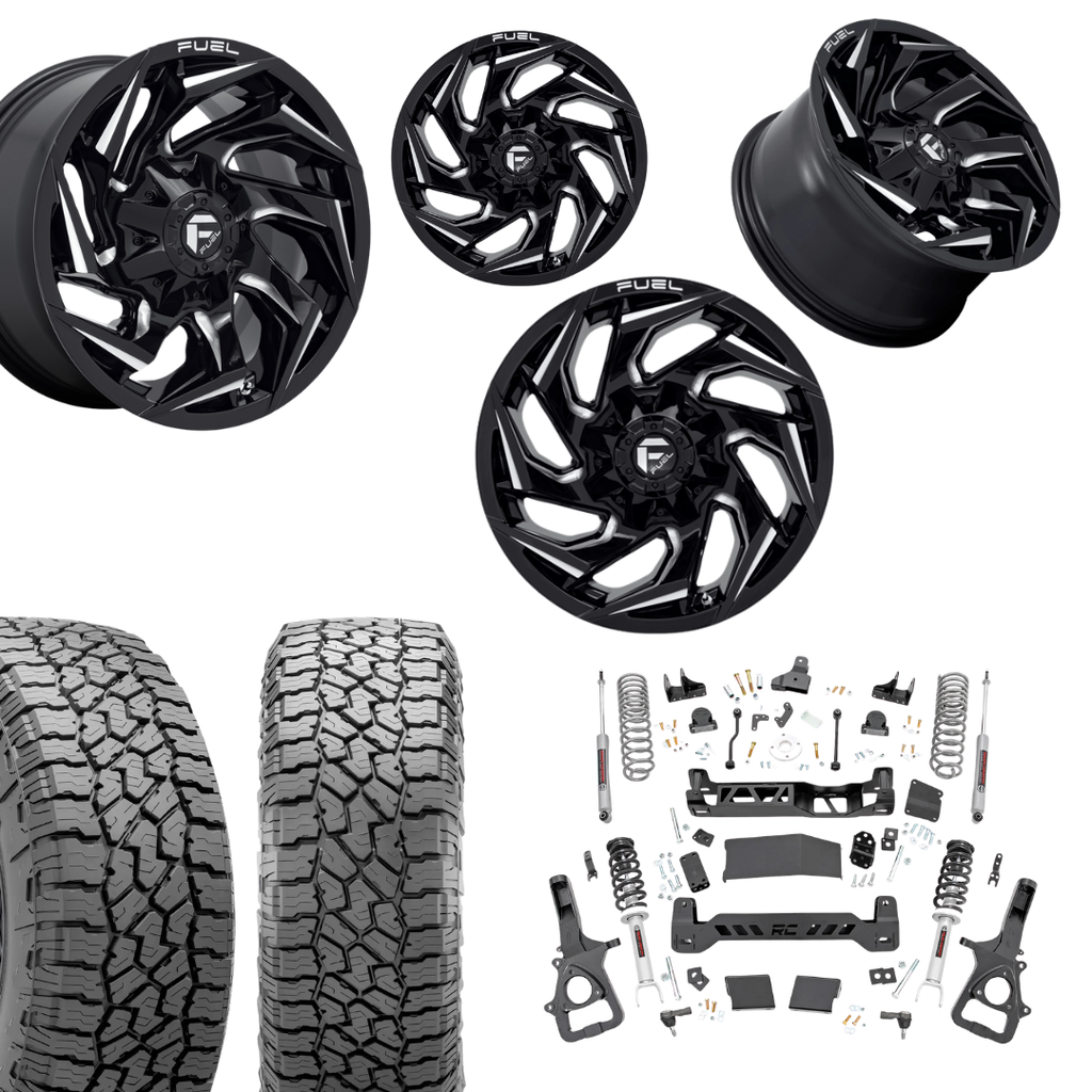 6in Lift N3 Bundle w/ 22x10 Black Milled Wheels & 35in Falken AT4 Tires - 4wd