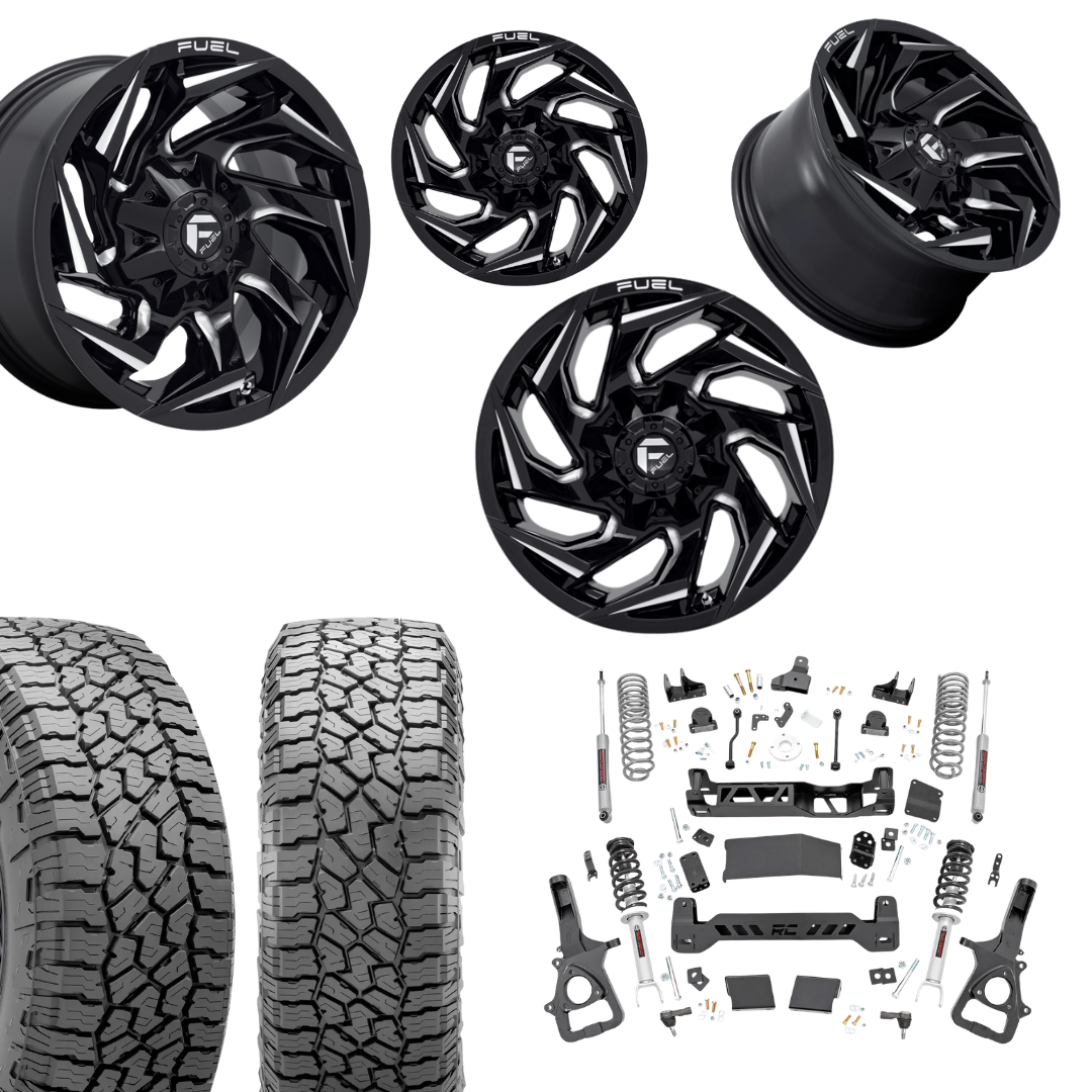 6in Lift N3 Bundle w/ 22x10 Black Milled Wheels & 35in Falken AT4 Tires - 4wd