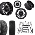 6in Lift N3 Bundle w/ 22x10 Black Milled Wheels & 35in Hercules RT1 Tires - 4wd