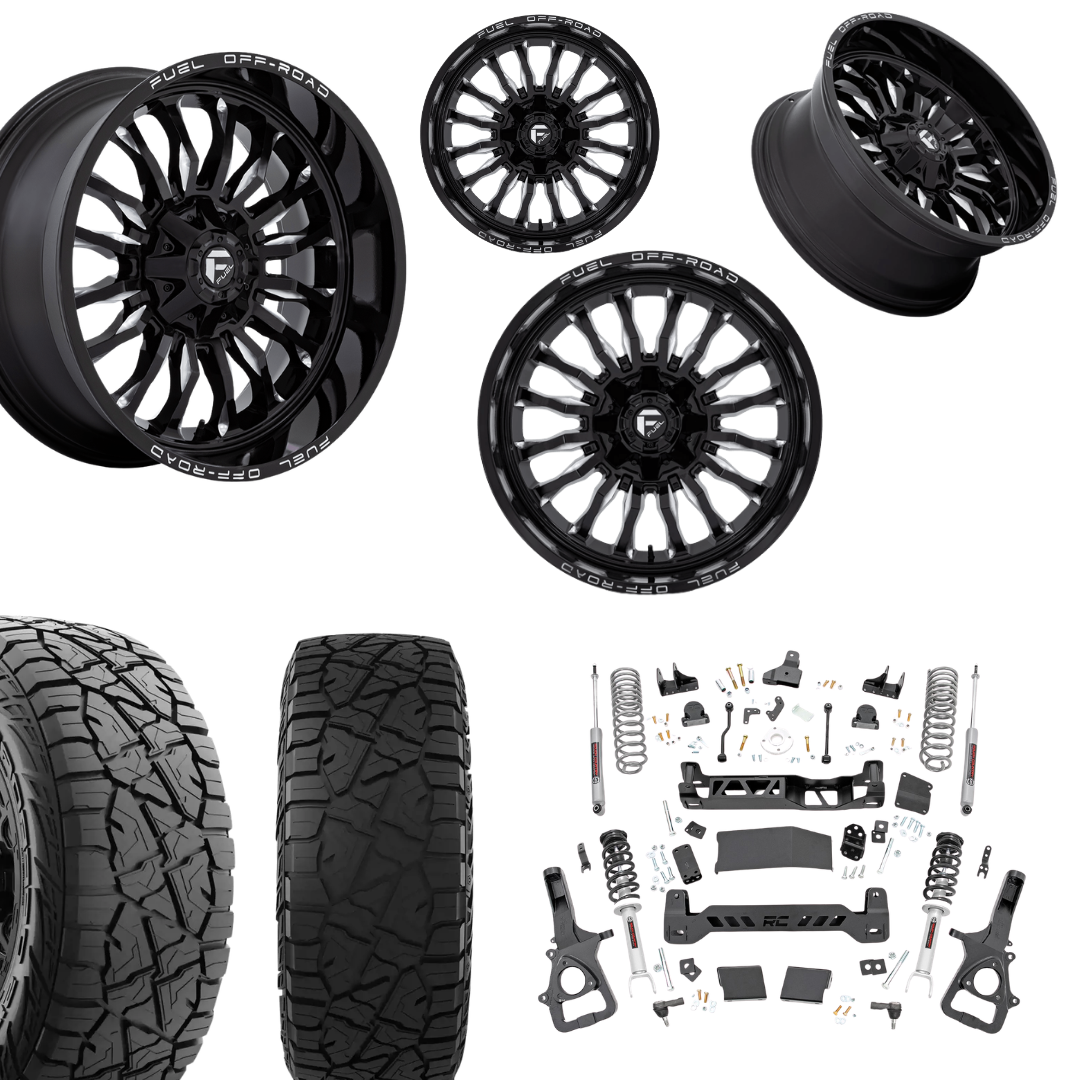 6in Lift N3 Bundle w/ 22x10 Black Milled Wheels & 35in Hercules RT1 Tires - 4wd