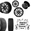 6in Lift N3 Bundle w/ 22x10 Black Milled Wheels & 35in Hercules RT1 Tires - 4wd