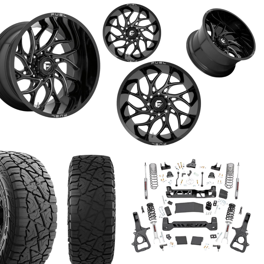 6in Lift N3 Bundle w/ 22x10 Black Milled Wheels & 35in Hercules RT1 Tires - 4wd