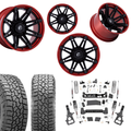 6in Lift N3 Bundle w/ 22x10 Black Red Wheels & 35in Falken AT4 Tires - 4wd