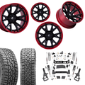 6in Lift N3 Bundle w/ 22x10 Black Red Wheels & 35in Falken AT4 Tires - 4wd