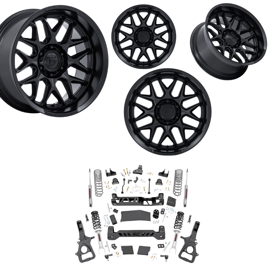 6in Lift N3 Bundle w/ 22x10 Black Wheels & No Tires- 4wd