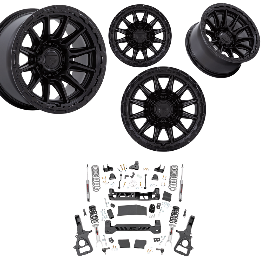 6in Lift N3 Bundle w/ 22x10 Black Wheels & No Tires- 4wd