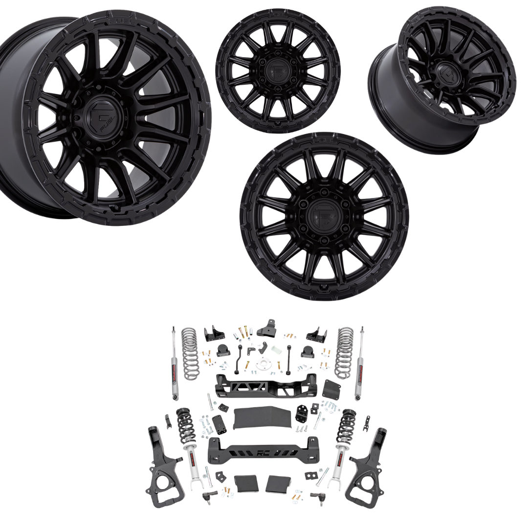 6in Lift N3 Bundle w/ 22x10 Black Wheels & No Tires- 4wd