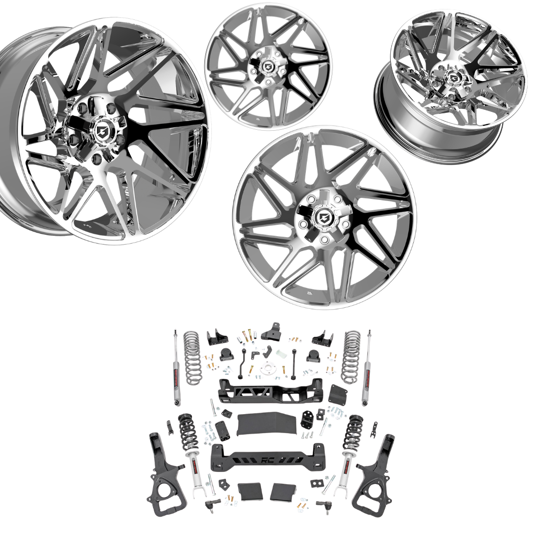 6in Lift N3 Bundle w/ 22x10 Chrome Wheels & No Tires- 4wd