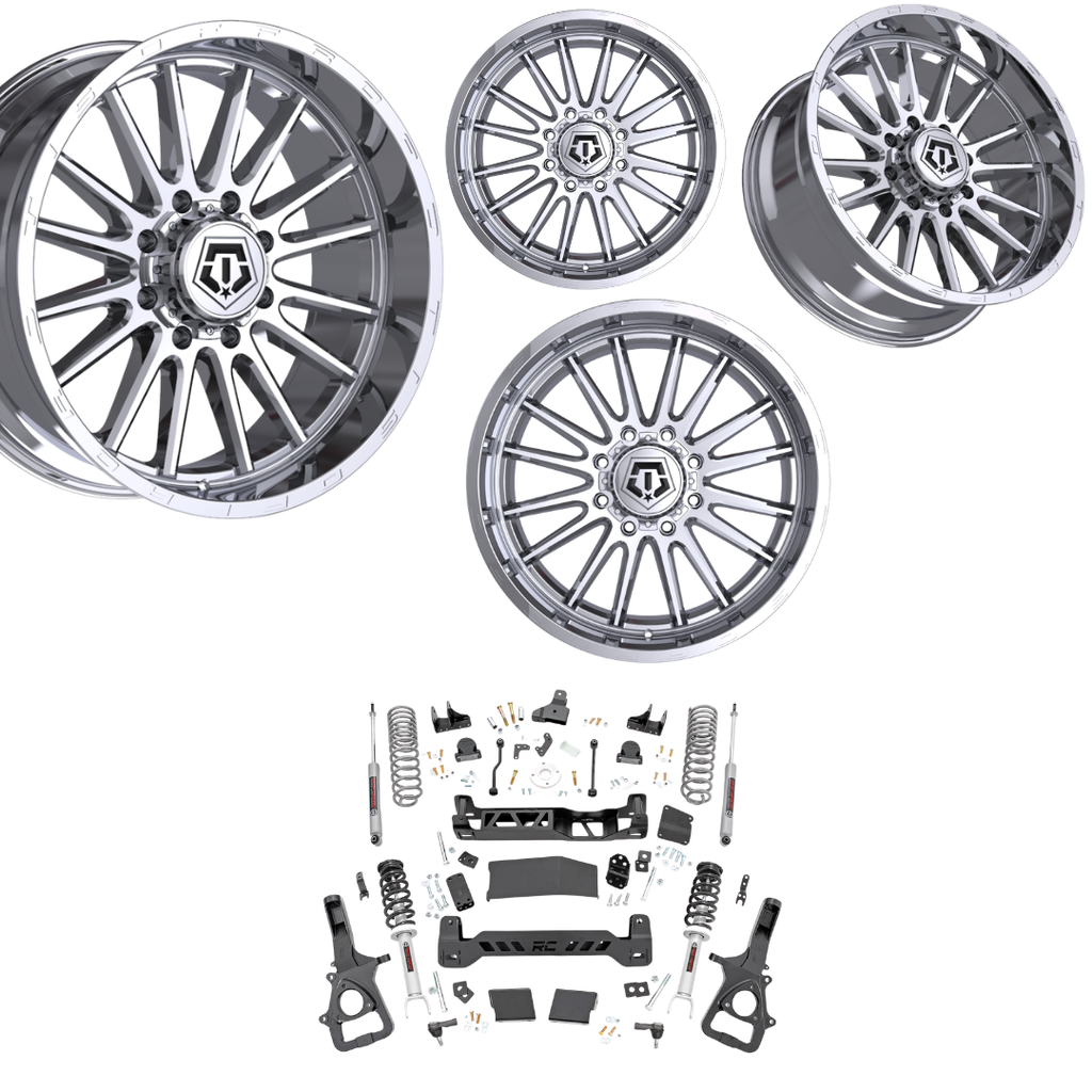 6in Lift N3 Bundle w/ 22x10 Chrome Wheels & No Tires- 4wd