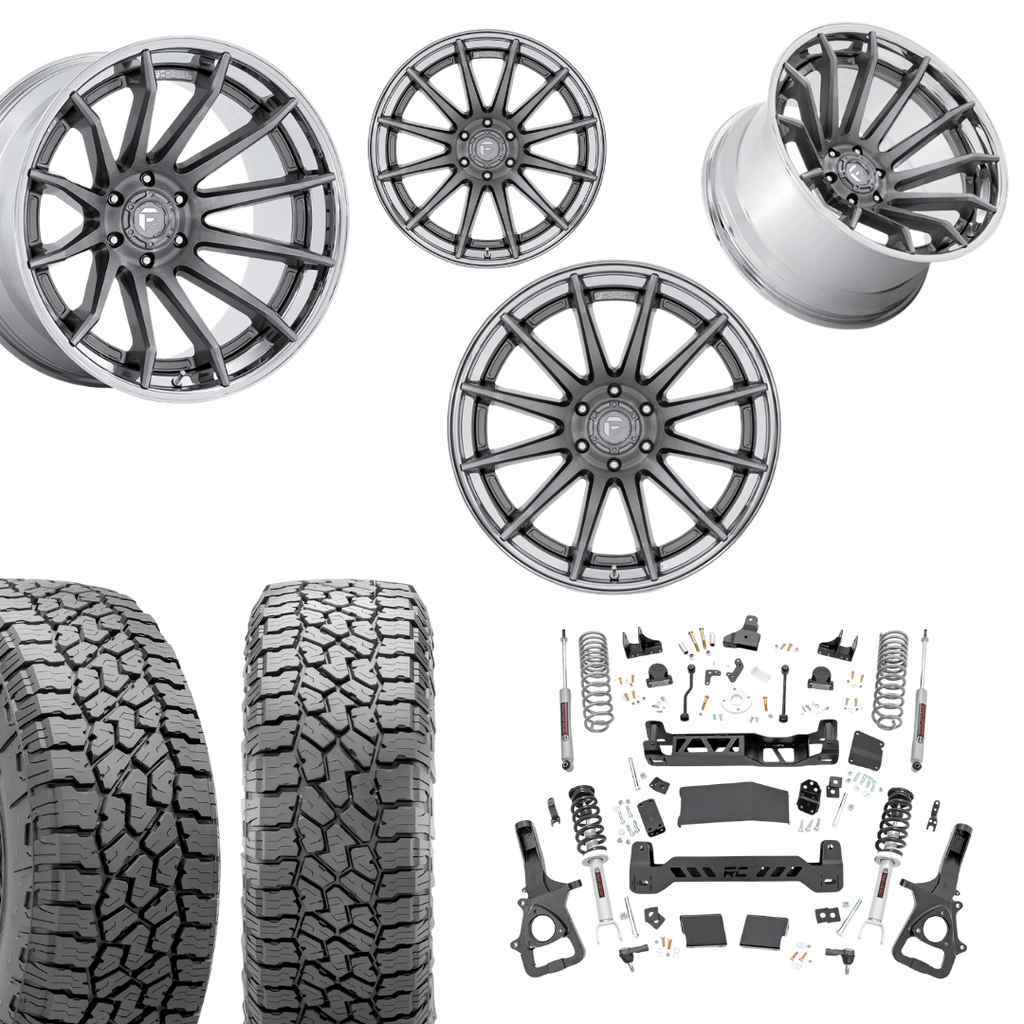 6in Lift N3 Bundle w/ 22x10 Platinum Chrome Wheels & 35in Falken AT4 Tires - 4wd