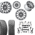 6in Lift N3 Bundle w/ 22x10 Platinum Chrome Wheels & 35in Falken AT4 Tires - 4wd