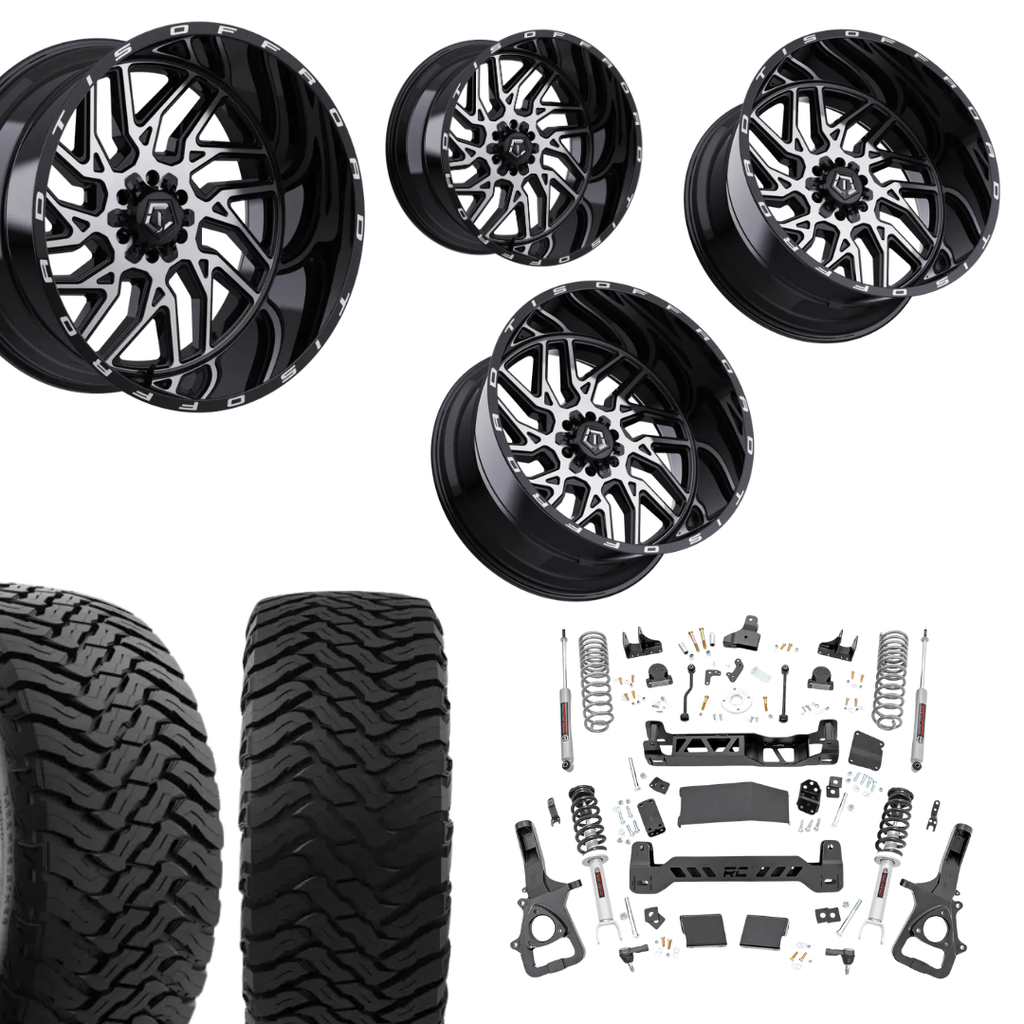 6in Lift N3 Bundle w/ 22x12 Black Machined Wheels & 35in Ironman MTX - 4wd